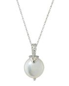 14k Biwa Pearl & Diamond Pendant Necklace