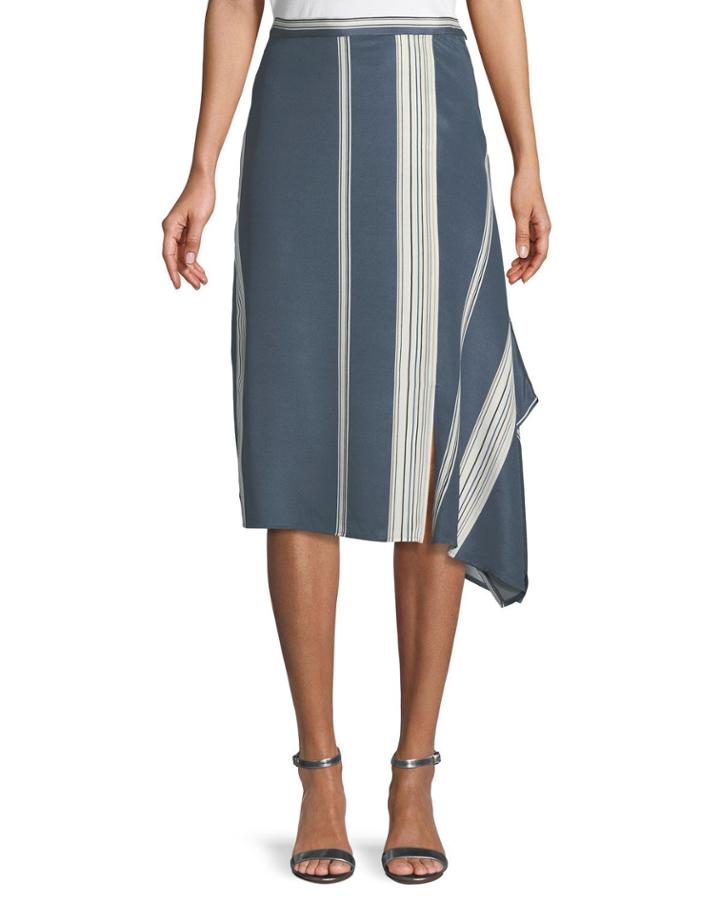 Satin Striped Faux-wrap