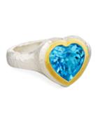 Romance Swiss Blue Topaz Heart Ring,