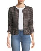 Zip-front Tweed Peplum Jacket