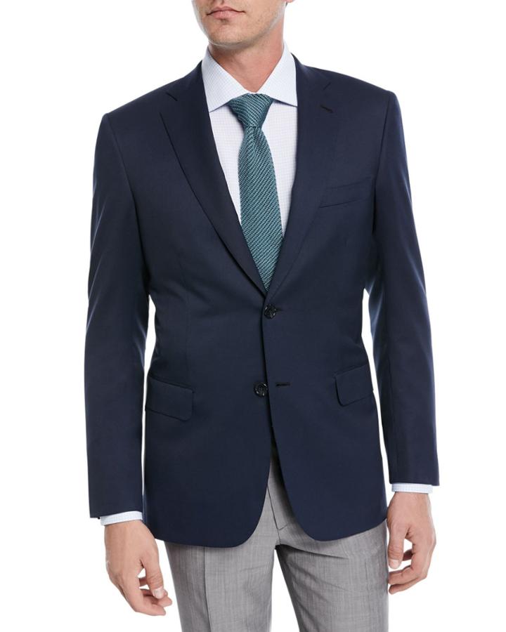Solid Wool Two-button Blazer
