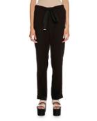 Tie-waist Straight-leg Pants, Black