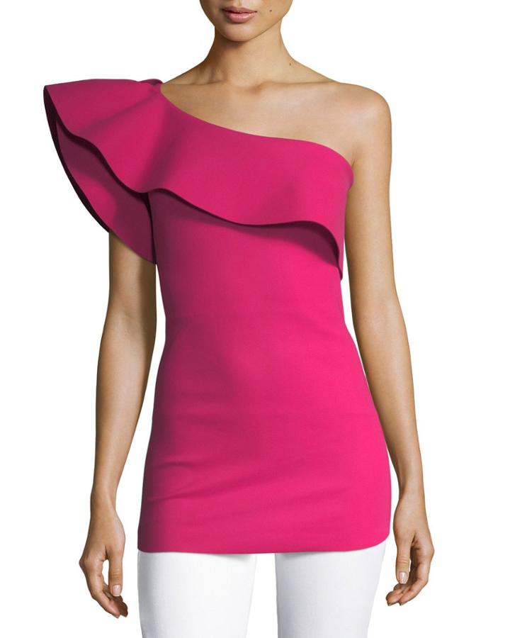Dadie One-shoulder Sculpted Ruffle Top