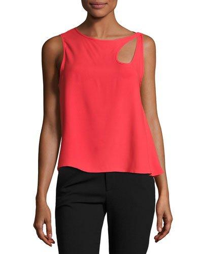 Sleeveless Cutout Loose Top, Cherry