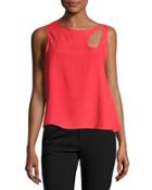 Sleeveless Cutout Loose Top, Cherry