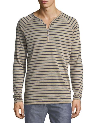 Striped Linen-blend Henley