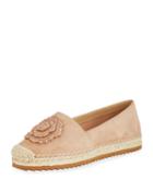 Abby Suede Espadrille Slip-on Flat With Flower