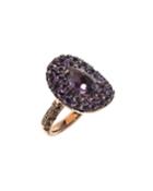 18k Yellow Gold Diamond And Amethyst Ring,