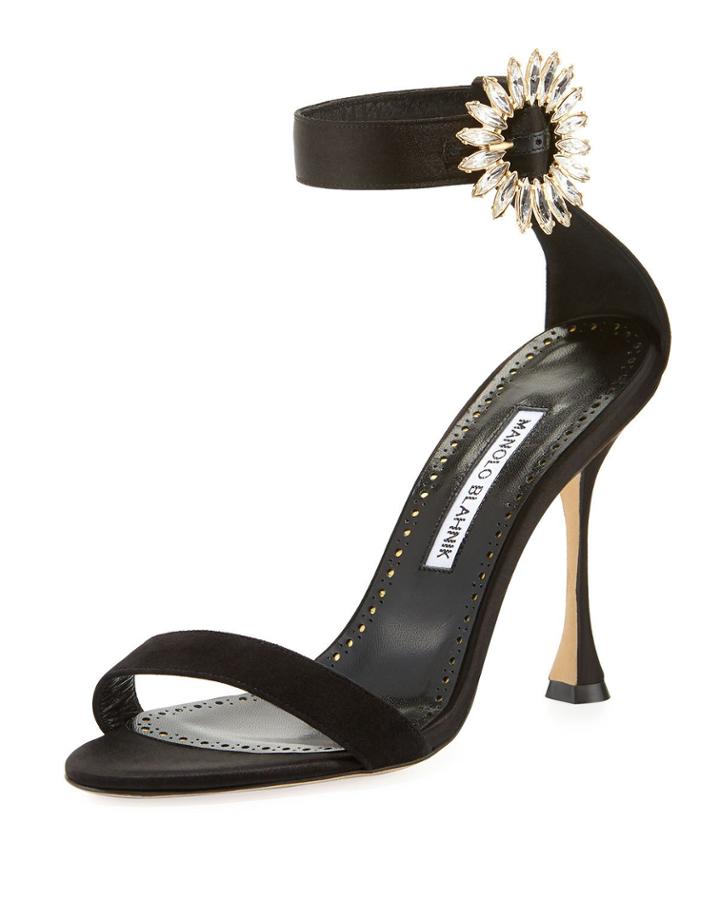 Nabasa 105mm Satin Sandal W/ Jeweled Buckle