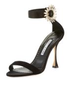Nabasa 105mm Satin Sandal W/ Jeweled Buckle