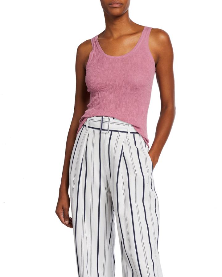 Broomstick Pleated Cotton Tank