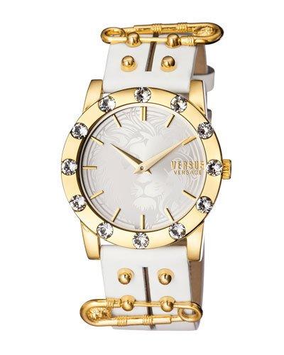 Miami Crystal Round 40mm Women's Watch, Golden/white