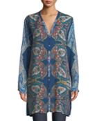 Karmen Button-front Tunic W/ Tie Belt,