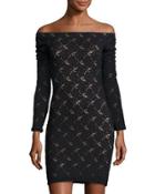 Off-the-shoulder Lace Dress, Black