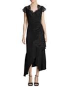 Alina Lace-trim Silk Crepe De Chine Cocktail Dress, Black
