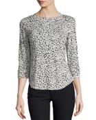 Dot-print Raglan Tee, Malt Ball/black