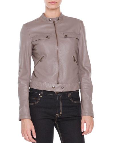 Leather Zip-front Jacket