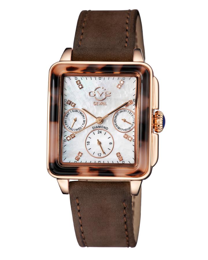 Bari Tortoise Limited Edition Diamond Italian Suede Strap Watch, Brown/rose