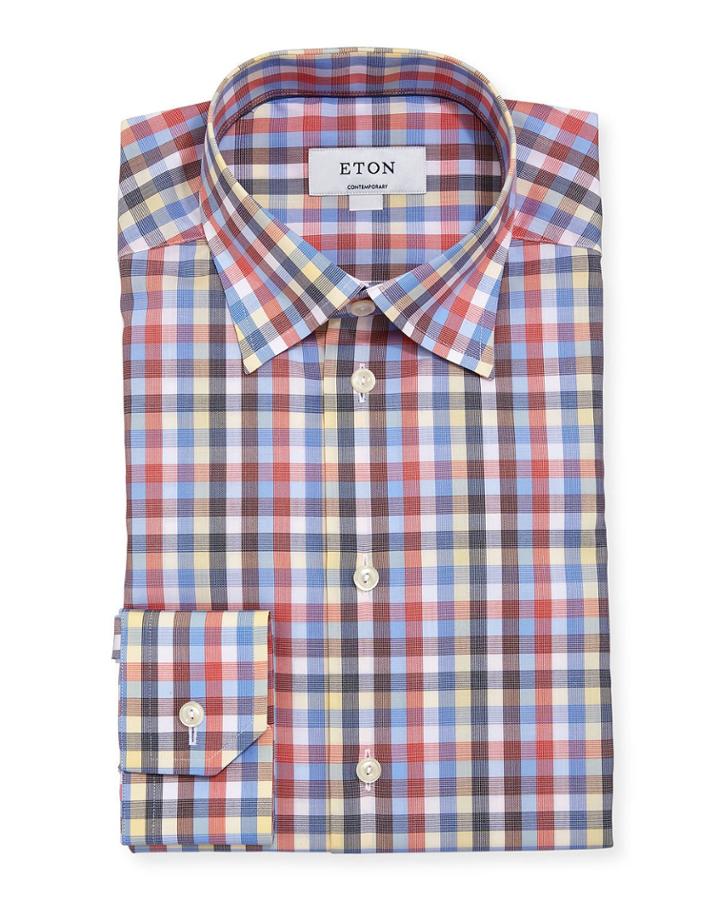 Multicolor Large Check Cotton Dress
