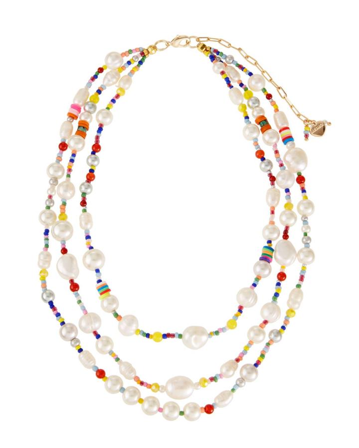 Pearl And Rainbow Multi-strand Necklace