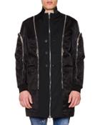 Oversized Jacket W/allover Zip Details, Black