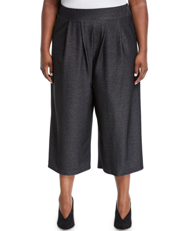 Kylie Stretch-knit Denim Culottes,