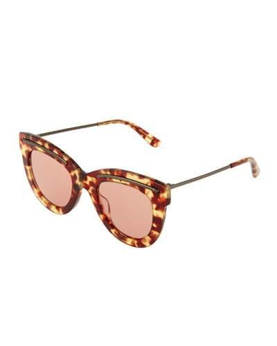 Tortoise Plastic Cat-eye Sunglasses, Brown