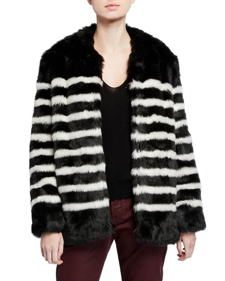 Jerry Striped Faux-fur Coat