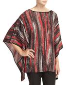 Thora Striped 3/4-sleeve Tunic, Red/multi