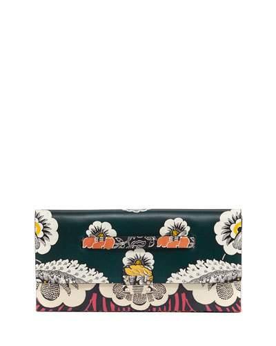 Floral-embossed Clutch Bag, Rubin