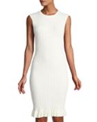 Meredith Ribbed Ruffle-hem Bodycon Dress
