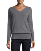 Long-sleeve V-neck Relaxed-fit Cashmere Sweater,