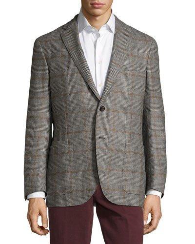 Wool-cashmere Blend Houndstooth Jacket, Black/white