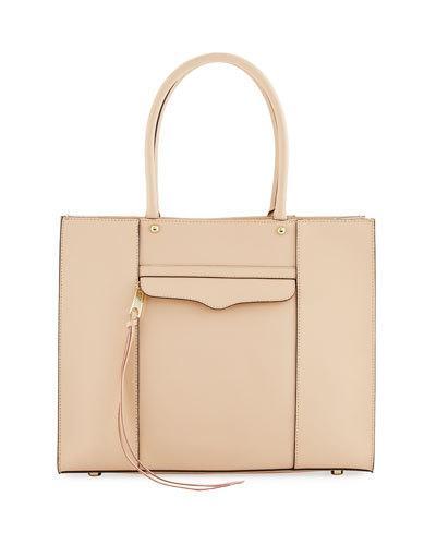 Mab Medium Leather Tote Bag, Beige