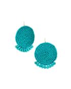 Round Beaded Turquoise-hue Earrings