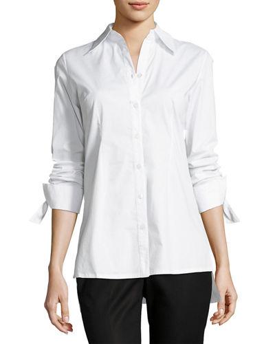 High-low Long-sleeve Poplin Tunic