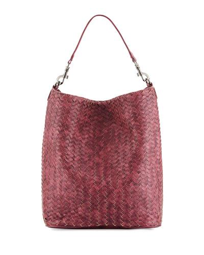 Woven Hobo Bag, Burgundy
