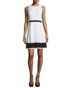 Sleeveless Colorblock Stretch-crepe Dress, White