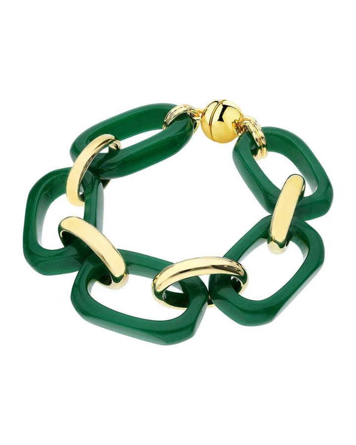 Rectangular-link Bracelet, Green