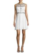 Sleeveless Fit & Flare Beaded-bodice Dress