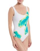 Kelly Scoop-neck Lily-print One-piece