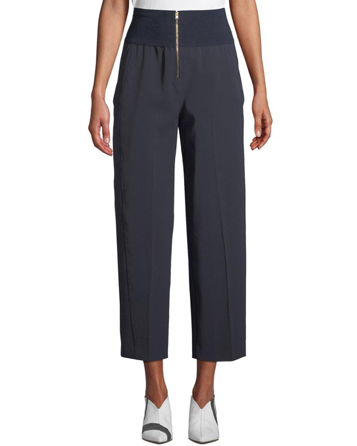Ribbed High-waist Cropped Trousers