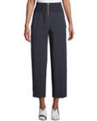 Ribbed High-waist Cropped Trousers