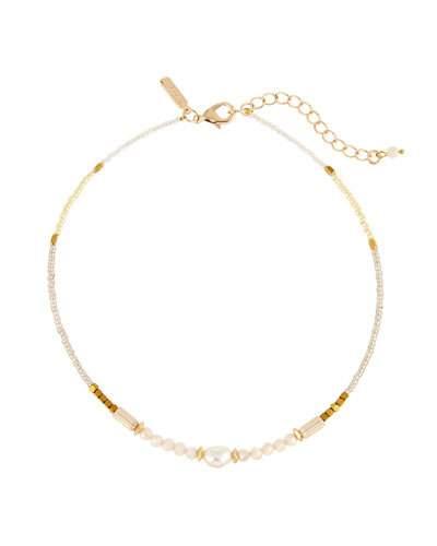 Beaded Freshwater Pearl Choker Necklace, Ivory