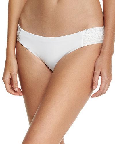 Venise Lace-side Tab Swim Bottom, White