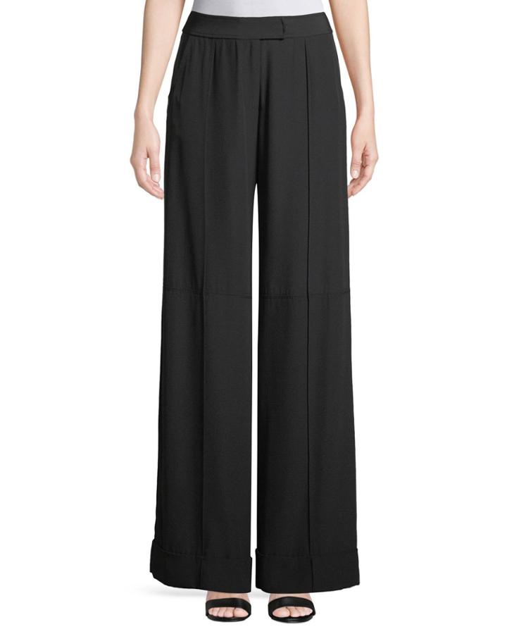 Wide-leg Satin Crepe Pants