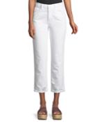 Wynne High-rise Crop Straight-leg Jeans, White Destruct