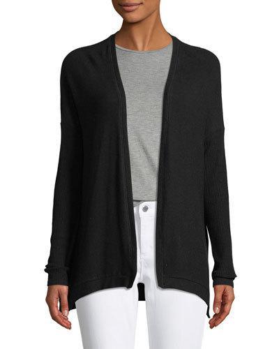 Brushed Rib-trim Open Cardigan
