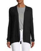 Brushed Rib-trim Open Cardigan