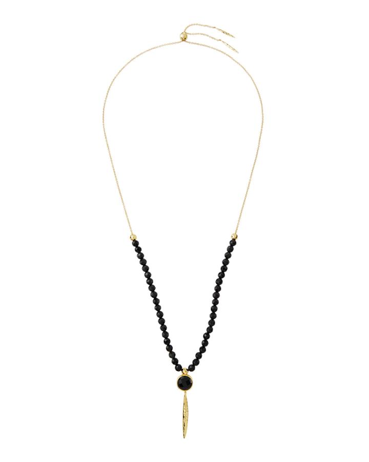 Gypset Adjustable Black Onyx Beaded Dagger Necklace